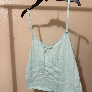 Sky Blue Lace Detail Tank Top